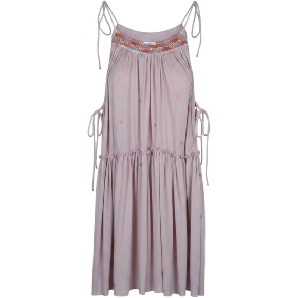 POL Tops - POL Women Boho Embroidered Tiered Babydoll Tank Top Dusty Rose Pink Small